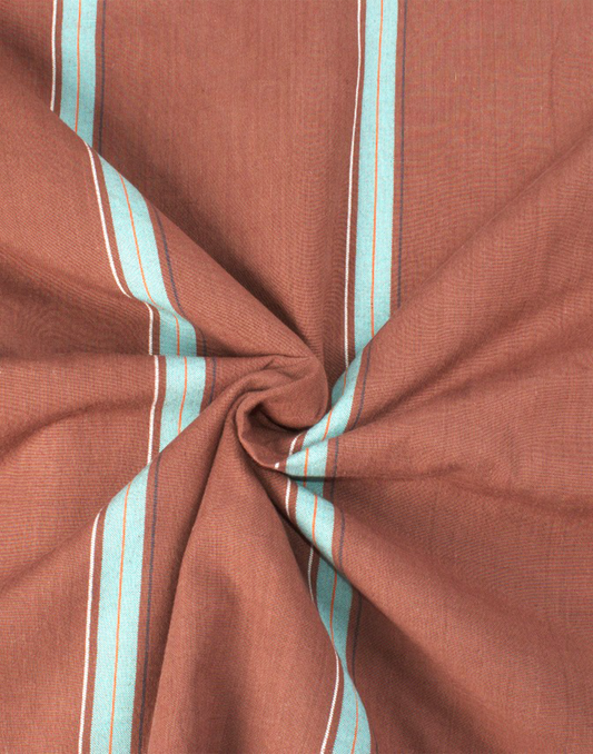 Handwoven Cotton Striped Fabric - Sienna